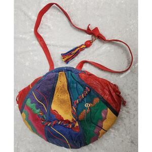 Vintage Carlo Fiori Colorful Leather with Snakeskin Crossbody Handbag